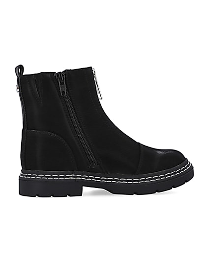 360 degree animation of product Girls Black Front Zip Boots frame-14
