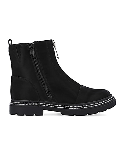 360 degree animation of product Girls Black Front Zip Boots frame-15