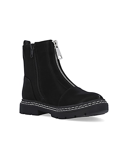 360 degree animation of product Girls Black Front Zip Boots frame-18