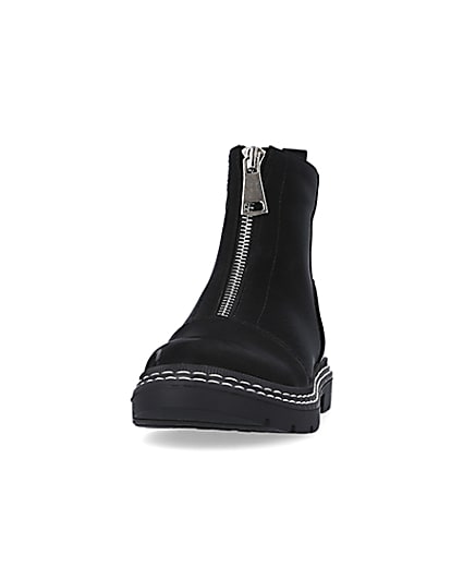 360 degree animation of product Girls Black Front Zip Boots frame-22