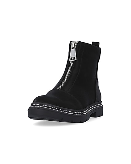 360 degree animation of product Girls Black Front Zip Boots frame-23