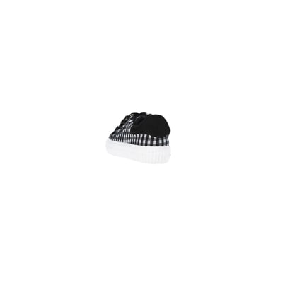 360 degree animation of product Girls black gingham check plimsolls frame-8