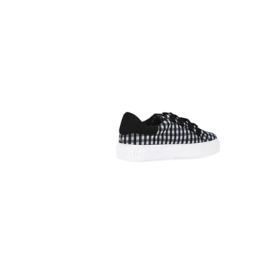 360 degree animation of product Girls black gingham check plimsolls frame-13