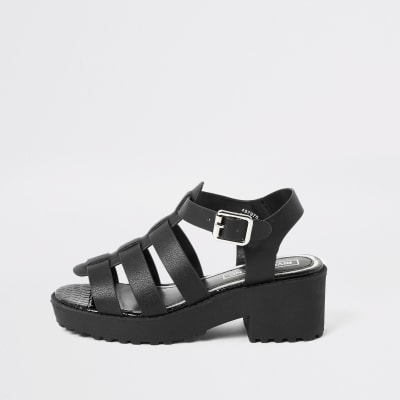 black chunky sole sandals