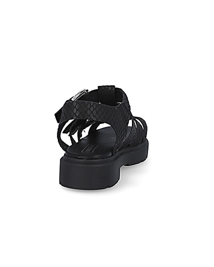 360 degree animation of product Girls black gladiator chunky sandals frame-10
