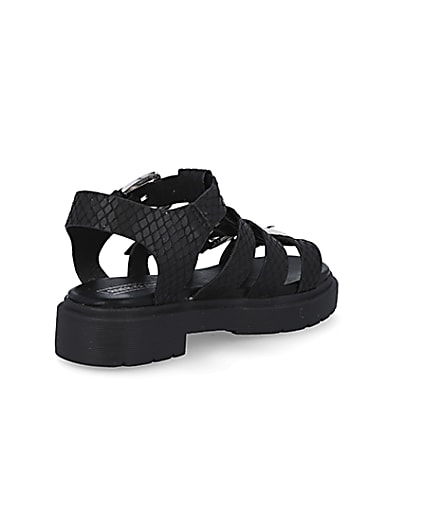 360 degree animation of product Girls black gladiator chunky sandals frame-12