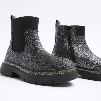 Black glitter boots on sale girls