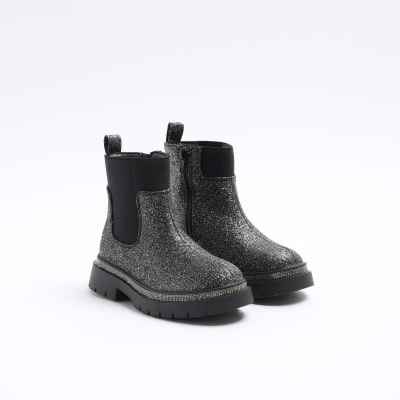 Girls black glitter clearance boots