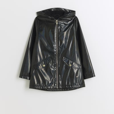 River island shiny black 2024 coat