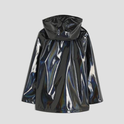 美品】RAINMAKER- SHADOWSTRIPE HOODEDCOAT Girls Black Glitter