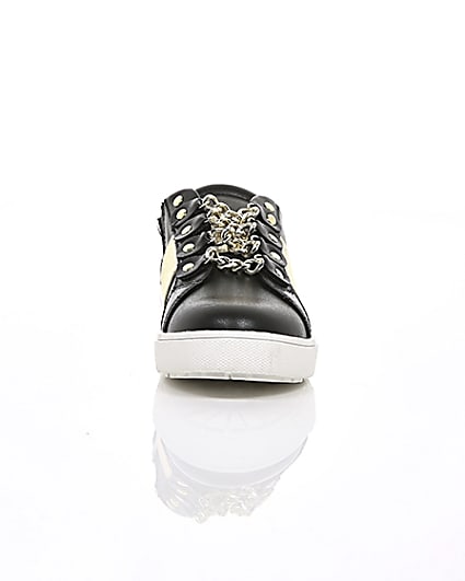 360 degree animation of product Girls black gold chain plimsolls frame-4