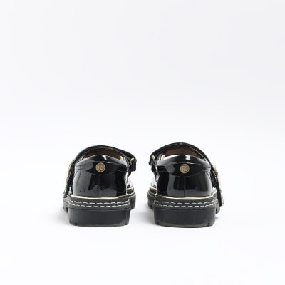 Girls Black Heart Buckle Mary Jane shoes River Island