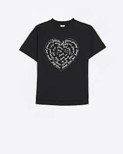 Girls black heart graffiti t-shirt