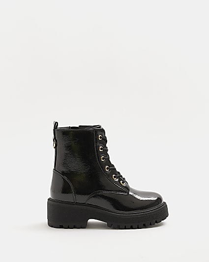 Girls black heeled boot