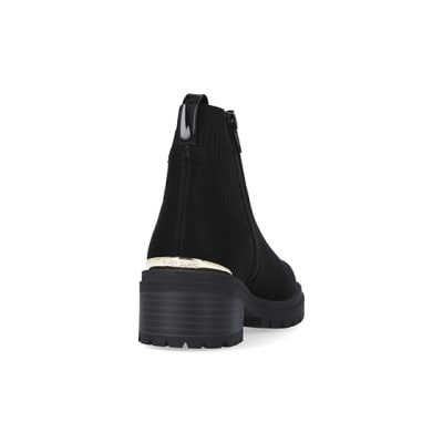 360 degree animation of product Girls black heeled boots frame-10