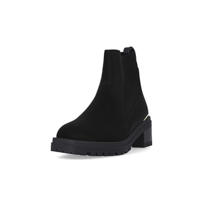360 degree animation of product Girls black heeled boots frame-23