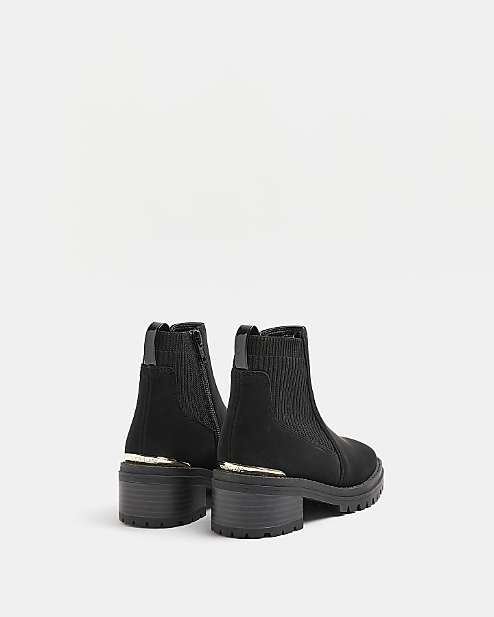 Girls black heeled boots