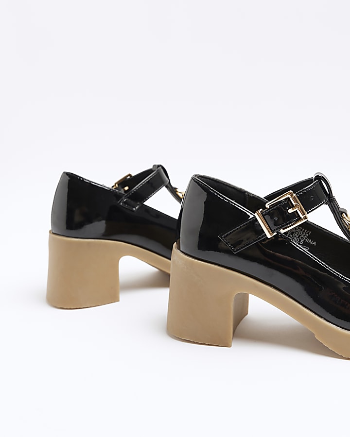 Girls Black Heeled patent Mary Jane shoes