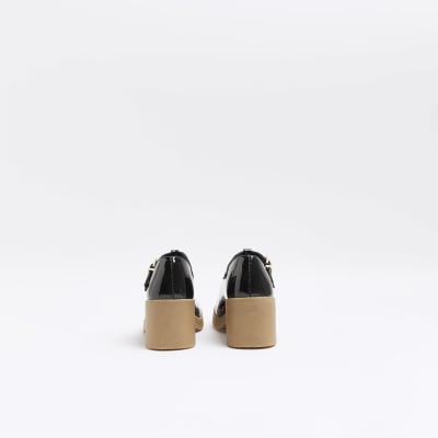 Girls Black Heeled patent Mary Jane shoes