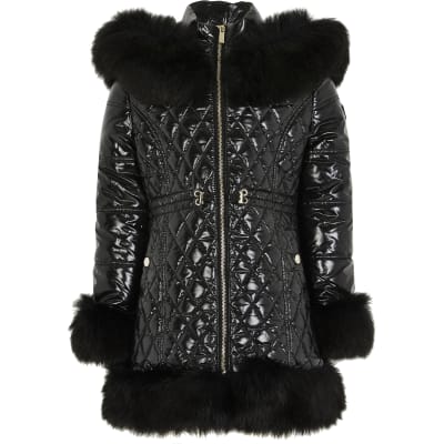 river island girls black coat