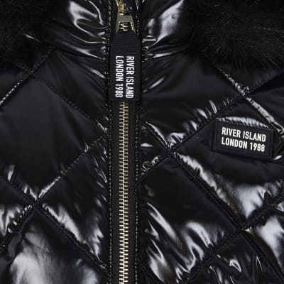 river island girls black coat