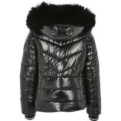 ladies black hooded coat