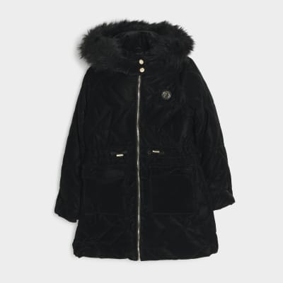 Girls padded cheap black coat