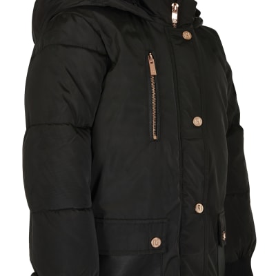 girls black parka coat