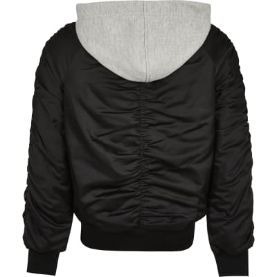 ruched bomber jacket