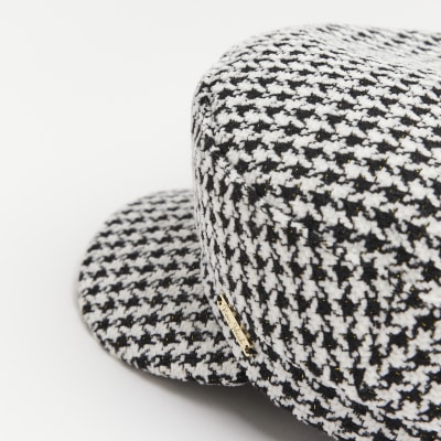 Girls Black Houndstooth Baker Boy Hat