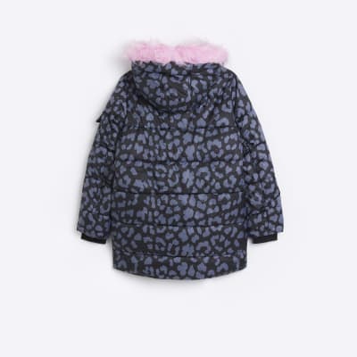 Girls Black HYPE Padded Camo Print Coat