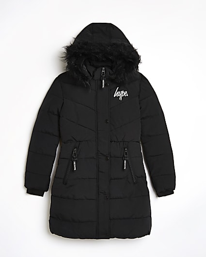 Girls black HYPE padded puffer coat