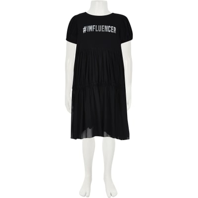 girls black tshirt dress