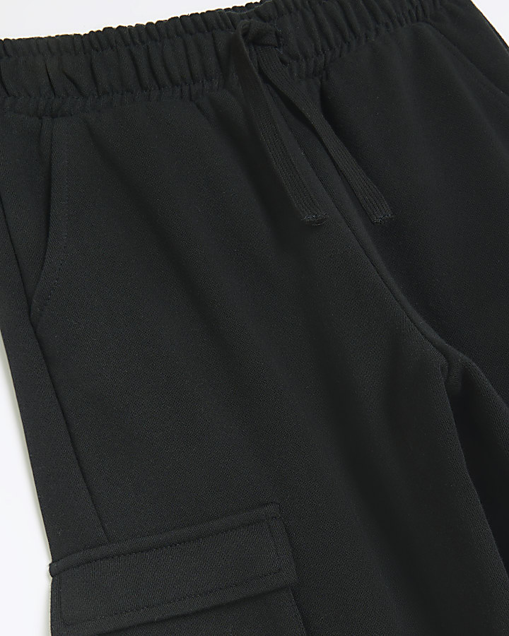 Girls black jersey cargo trousers