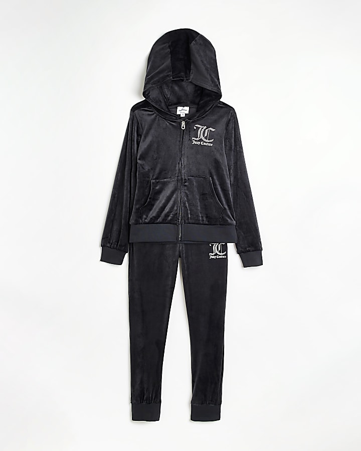 Girls black Juicy Couture velour tracksuit