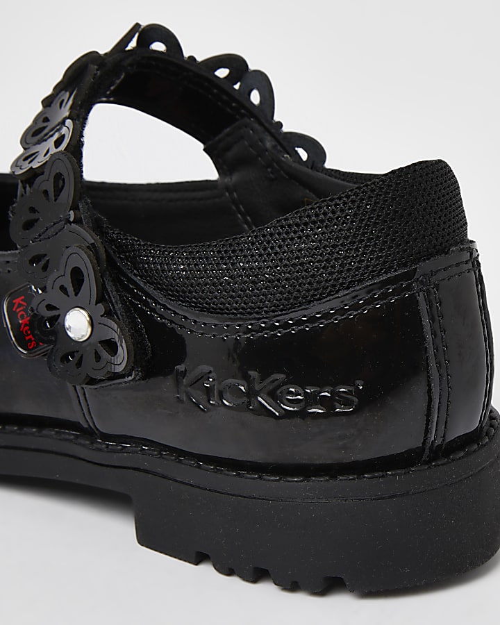 Girls black Kickers butterfly patent shoes