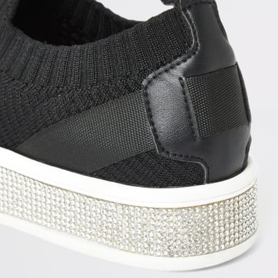 black diamante trainers