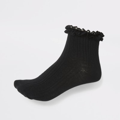 black frilly trainer socks