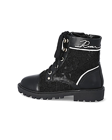 360 degree animation of product Girls black lace hiker boots frame-4