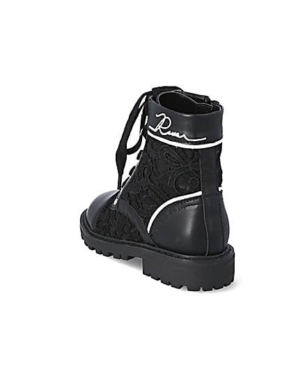 360 degree animation of product Girls black lace hiker boots frame-7