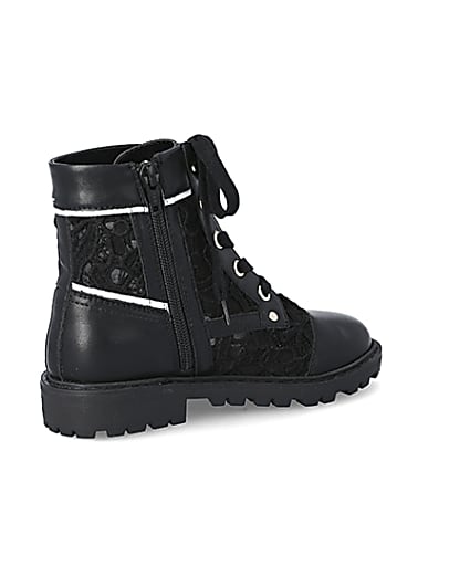 360 degree animation of product Girls black lace hiker boots frame-13