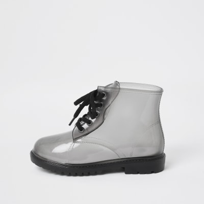 black ankle welly boots