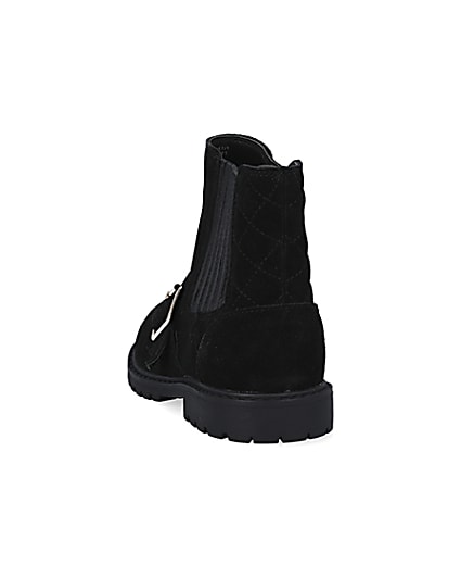 360 degree animation of product Girls black leather buckle strap boots frame-8