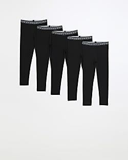 Girls black leggings 5 pack