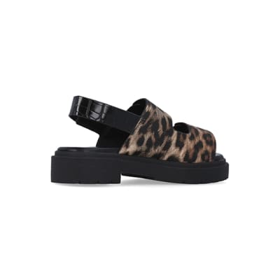 leopard chunky sandals