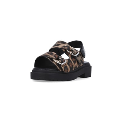 leopard chunky sandals