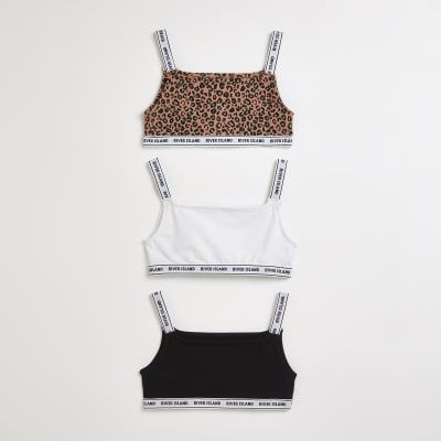 black print crop tops 3 pack | River Island
