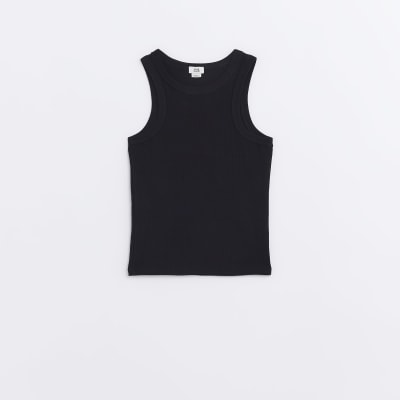 Ribbed Tank Top - Black - Kids