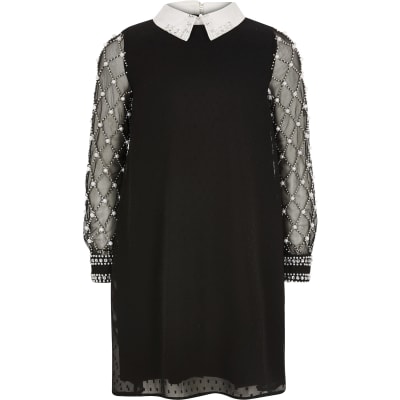 river island girls black dress