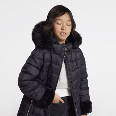 Girls black puffer on sale coats